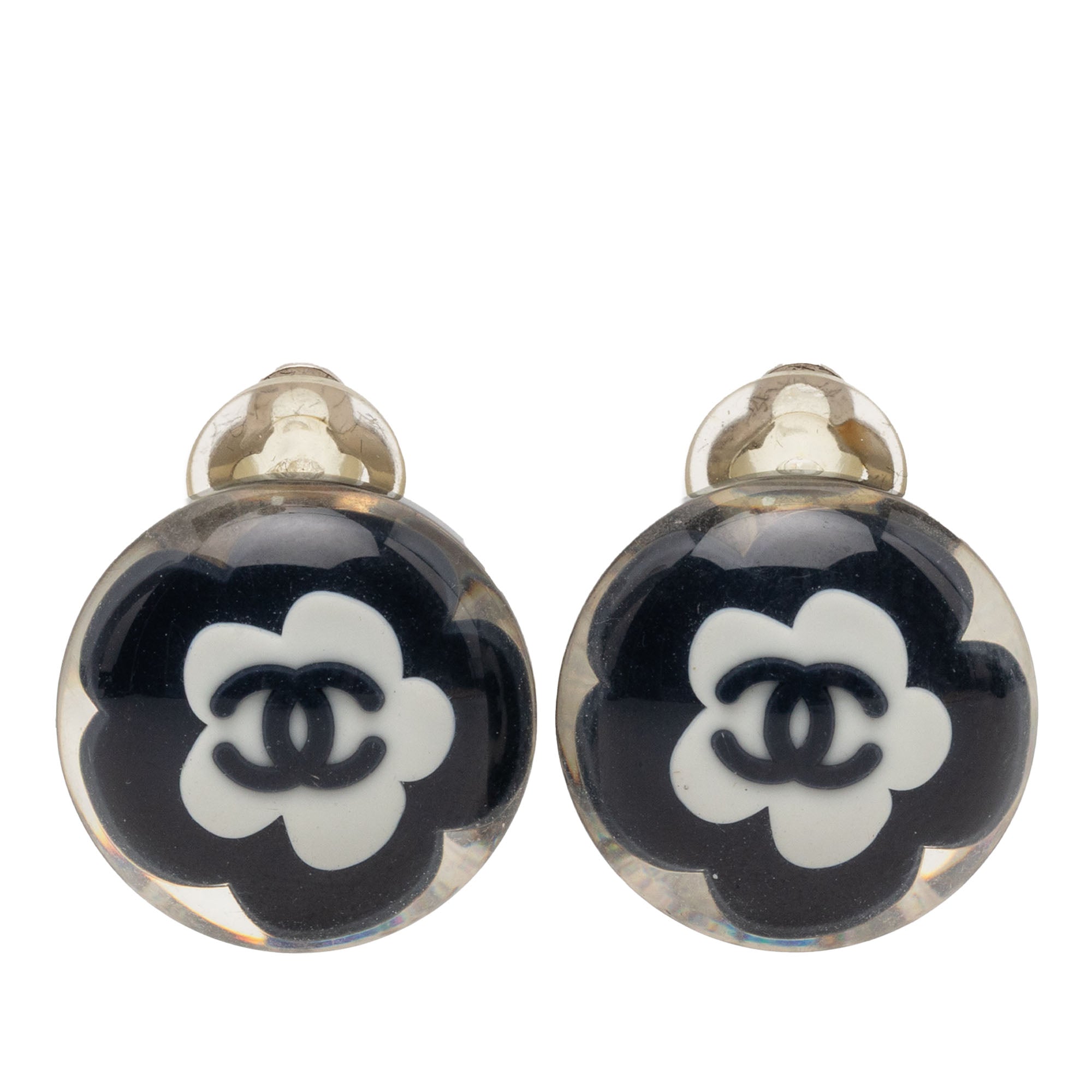 CC Resin Flower Clip On Earrings - Image 1