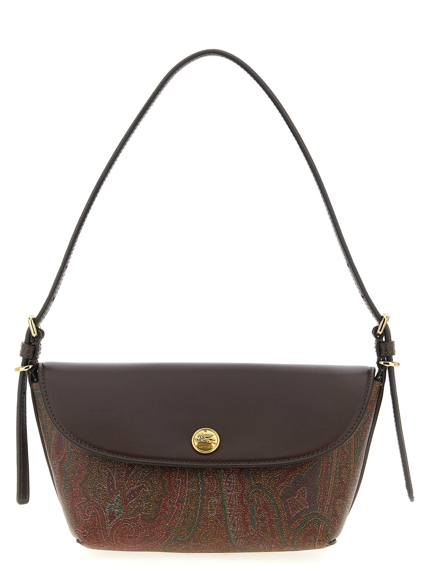 Etro Arnica Shoulder Bag — Brown Paisley Jacquard Cotton