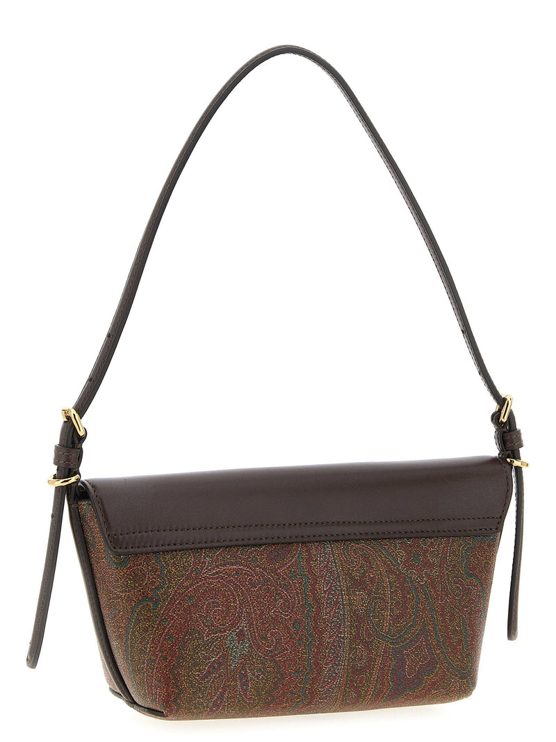 Etro Arnica Shoulder Bag — Brown Paisley Jacquard Cotton