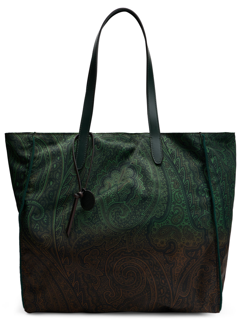 Etro Paisley Jacquard Nylon Tote Bag — Green