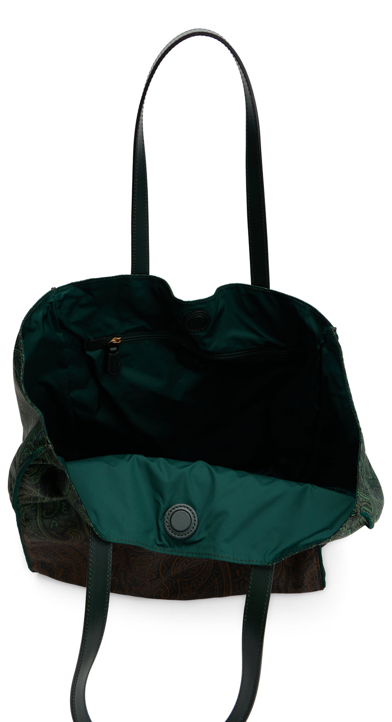 Etro Paisley Jacquard Nylon Tote Bag — Green