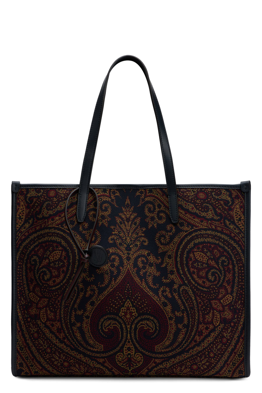 Etro Paisley Embroidered Canvas Tote Bag — Brown