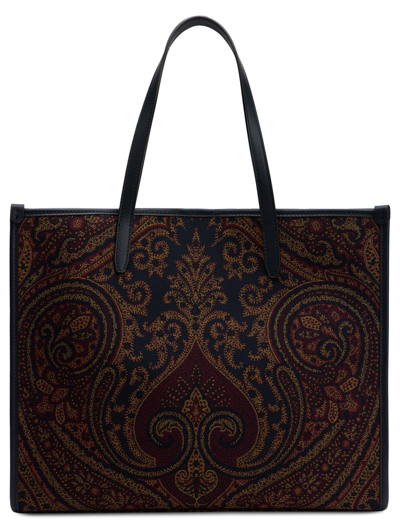 Etro Paisley Embroidered Canvas Tote Bag — Brown