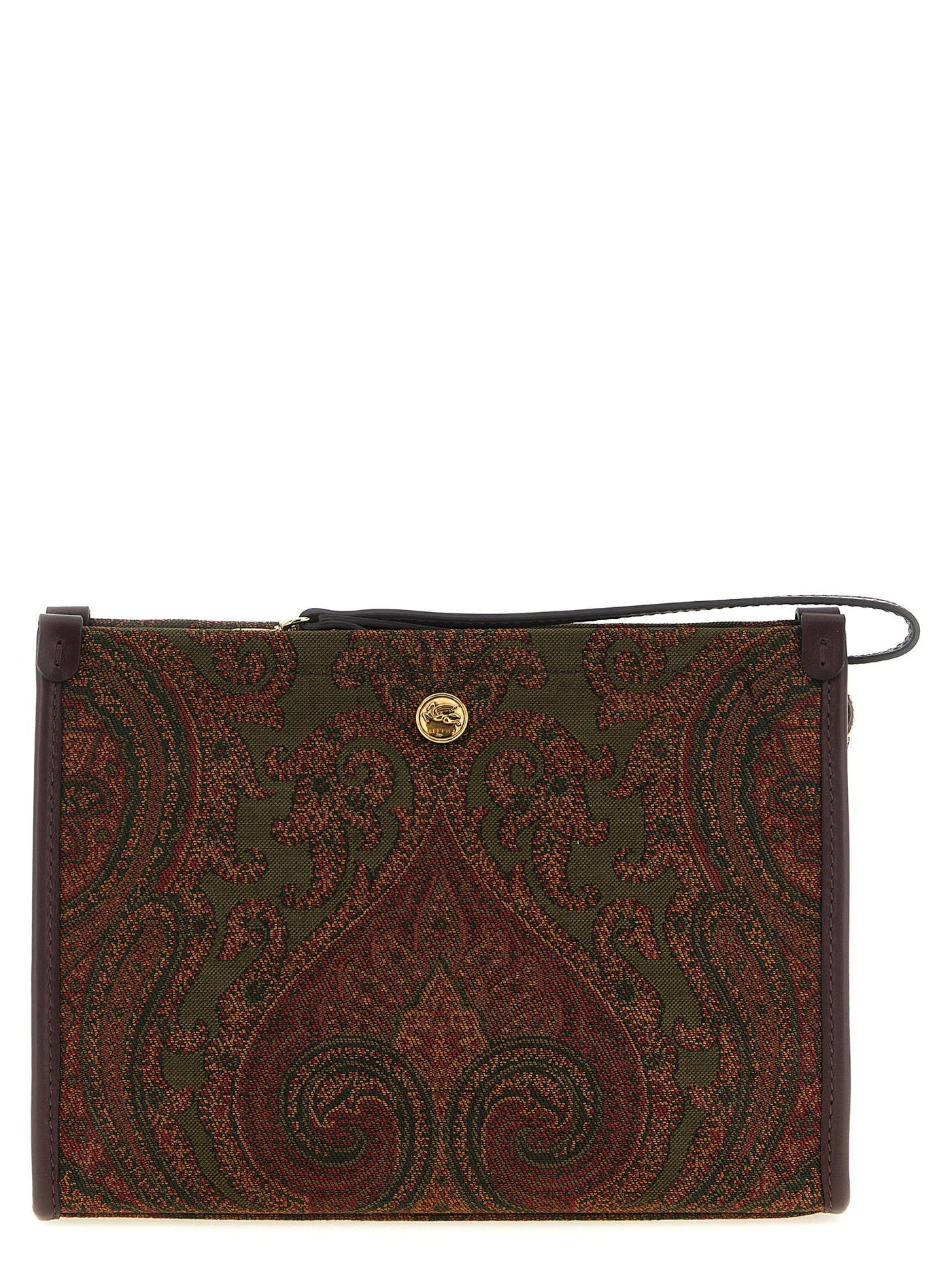 Etro Jacquard Paisley Clutch — Green Fabric
