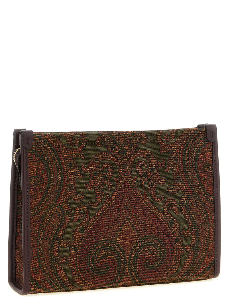 Etro Jacquard Paisley Clutch — Green Fabric