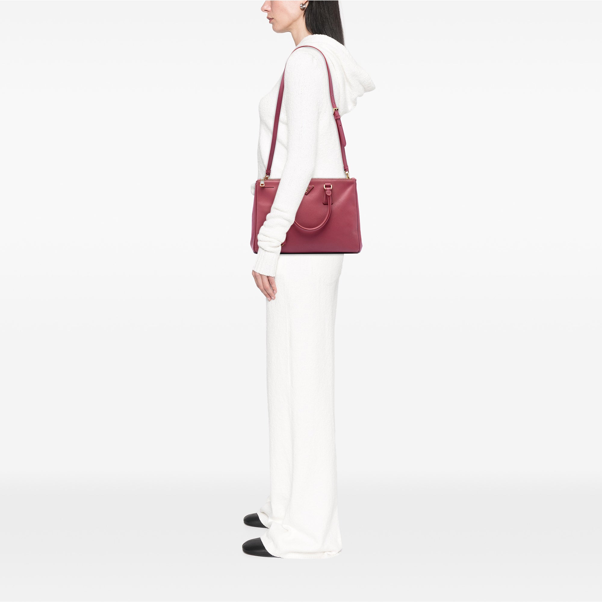 Medium Saffiano Lux Galleria Double Zip Satchel - Image 6