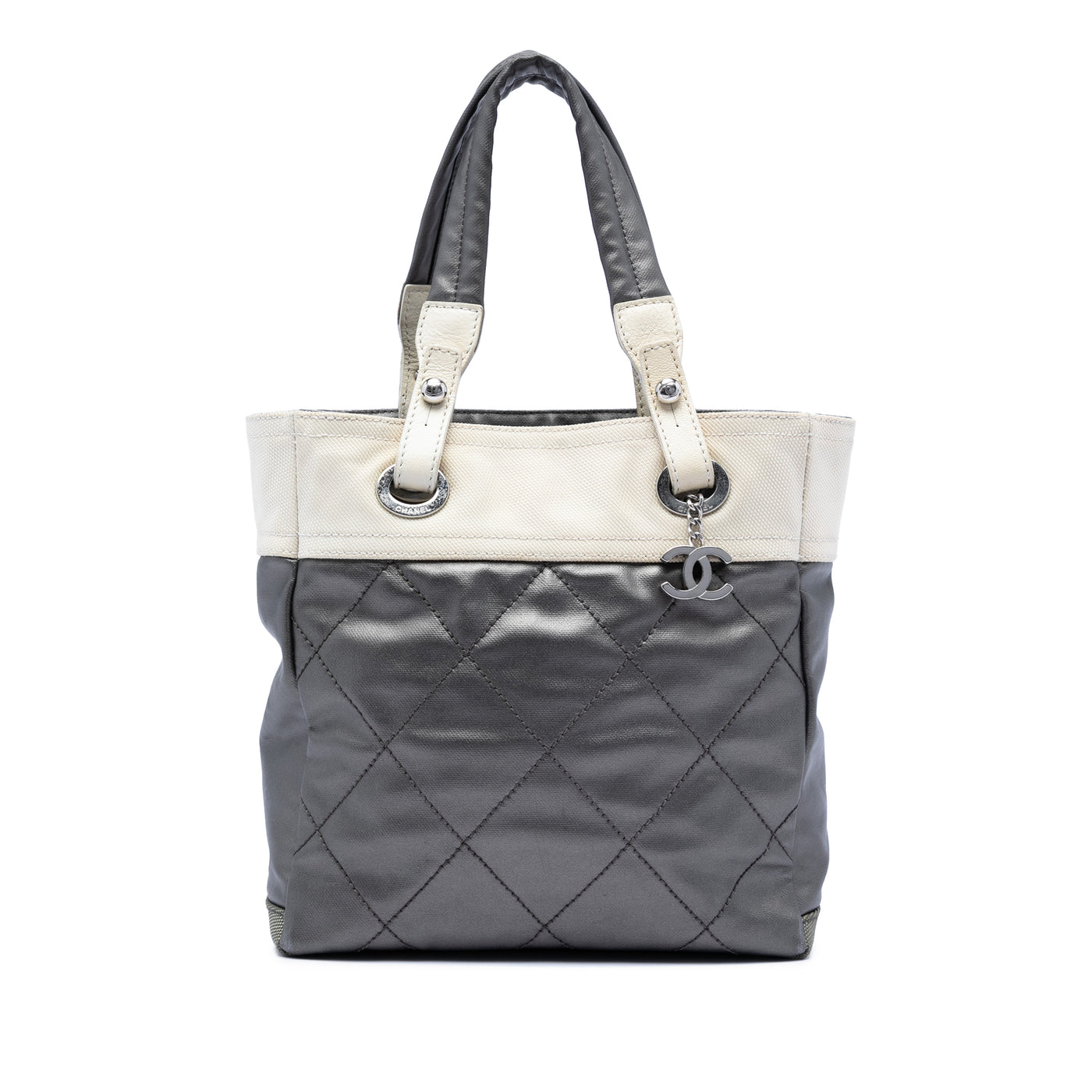 Small Bicolor Quilted Coated Canvas Paris Biarritz Tote - Image 1
