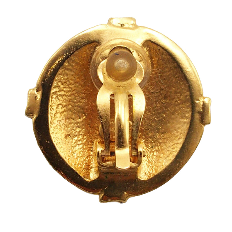 CC Gold Plated Round Clip On Earrings - Image 3