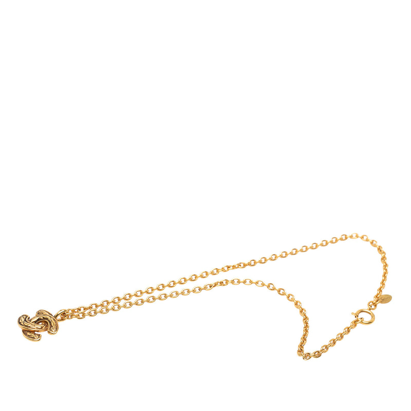 Gold Plated Quilted CC Pendant Necklace