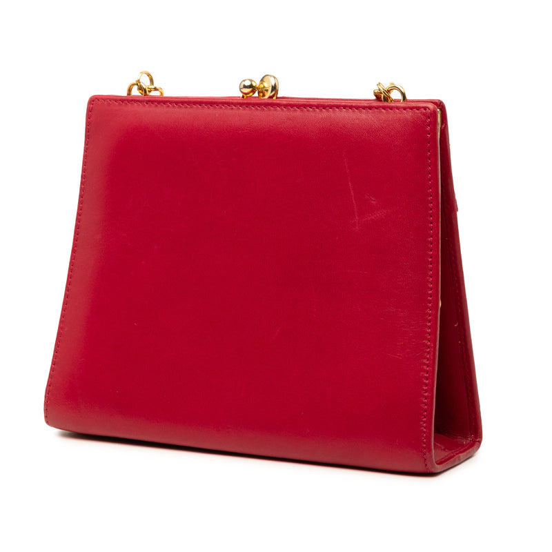 Leather Vara Bow Kiss Lock Chain Crossbody - Image 2