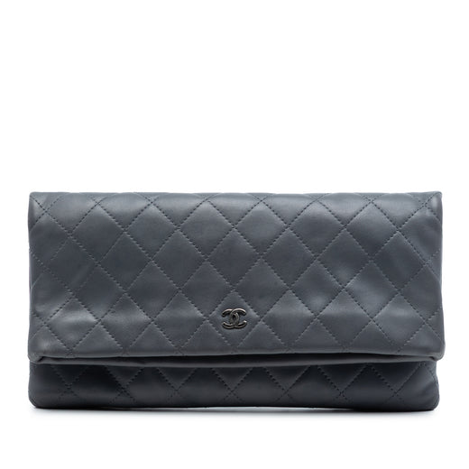 CC Quilted Lambskin Foldover Clutch - Image 1