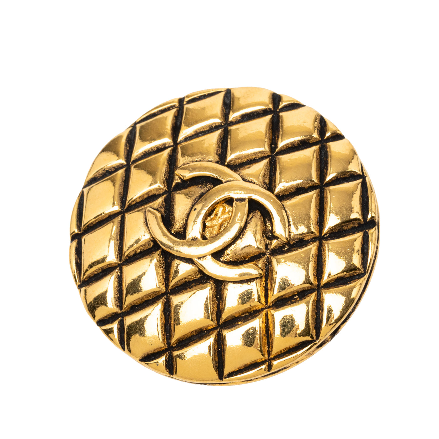 CC Gold Plated Quilted Round Brooch - Image 1