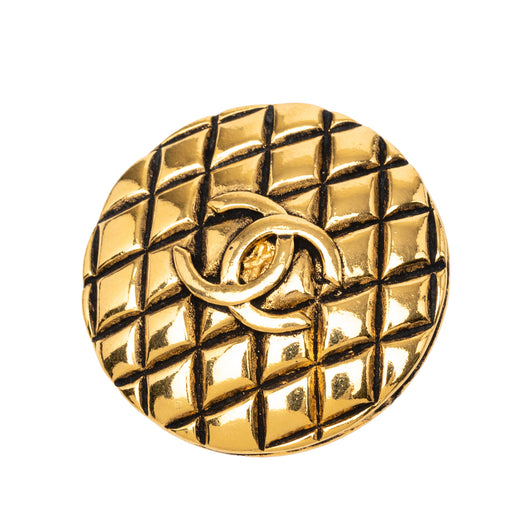 CC Gold Plated Quilted Round Brooch - Image 1