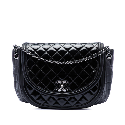 Quilted Patent and Lambskin Twist Crescent Flap - Image 1