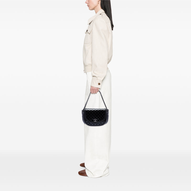 Quilted Patent and Lambskin Twist Crescent Flap - Image 6