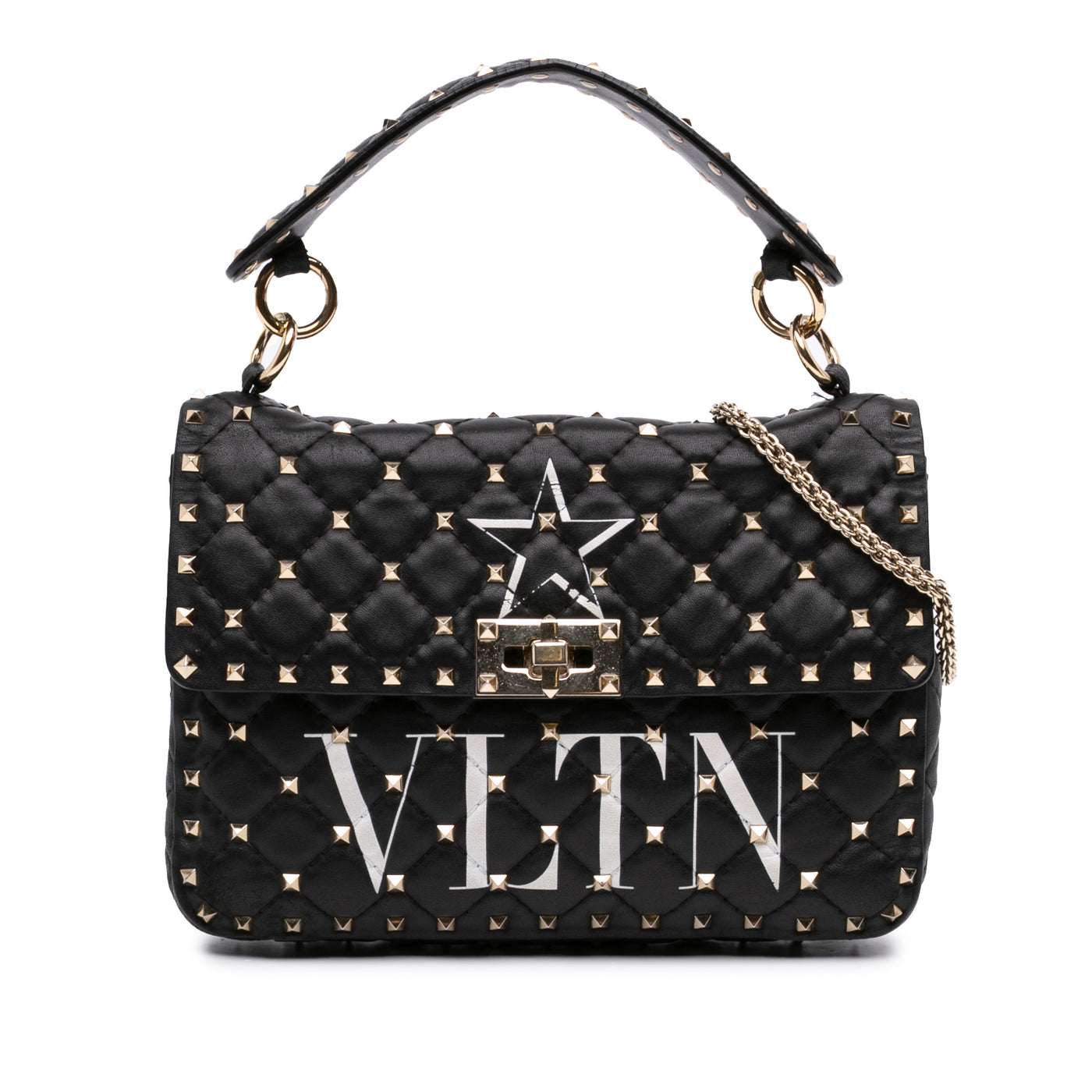 Medium Lambskin VLTN Rockstud Spike Satchel - Image 1