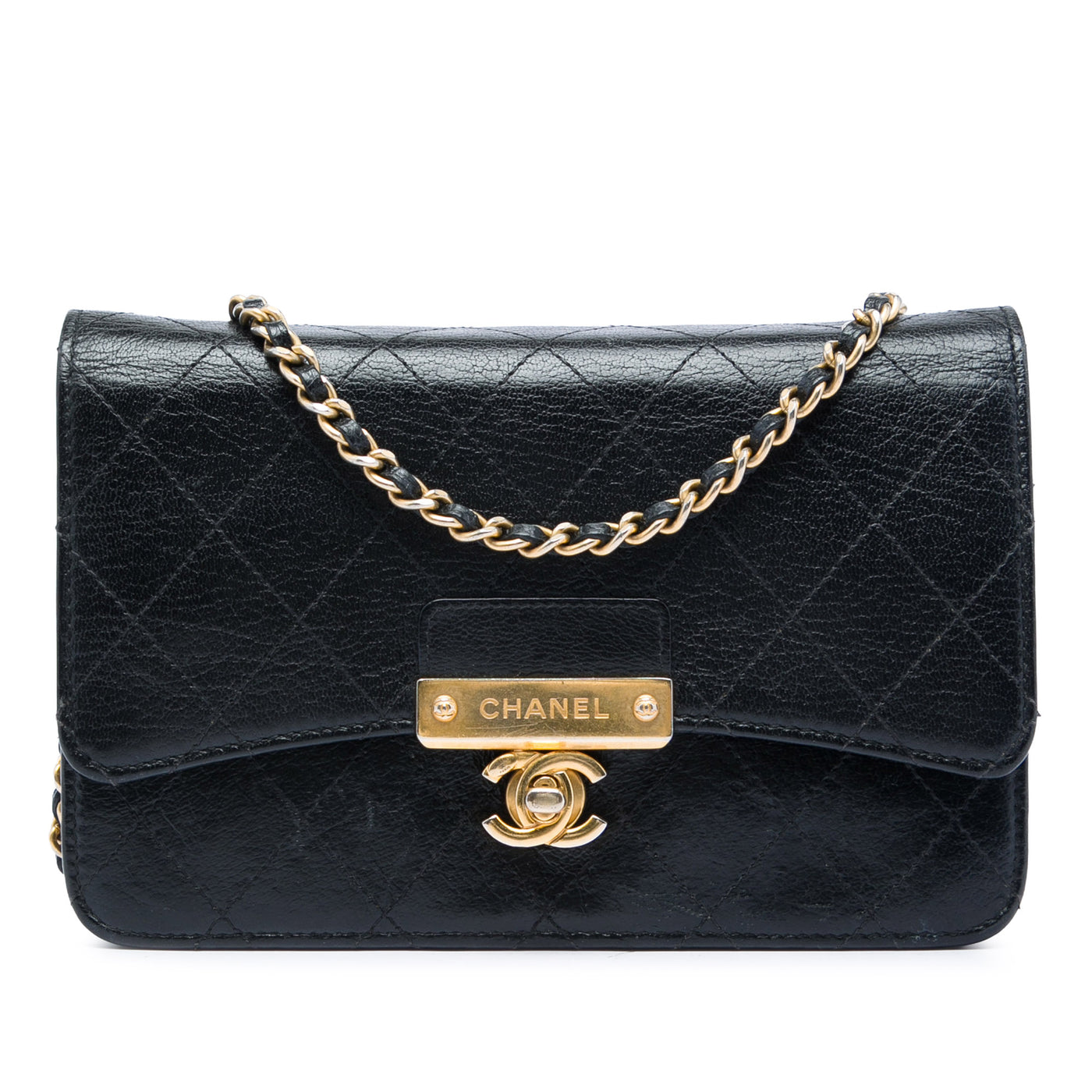 Stitched Goatskin Golden CC Wallet On Chain - Image 1