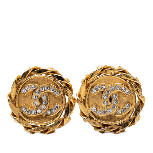 CC Gold Plated Strass Clip On Earrings - Image 1