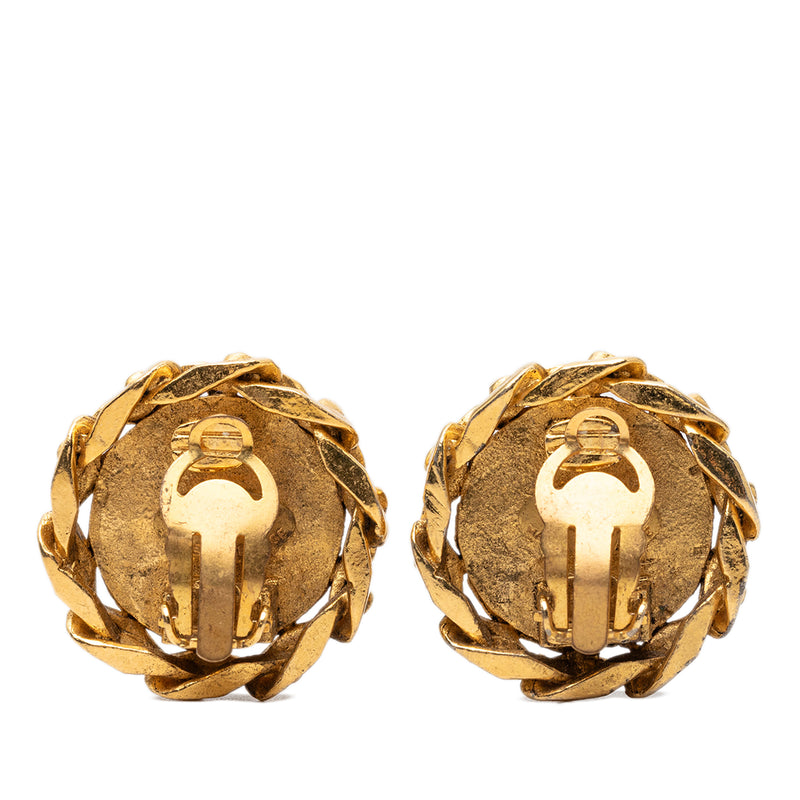 CC Gold Plated Strass Clip On Earrings - Image 2
