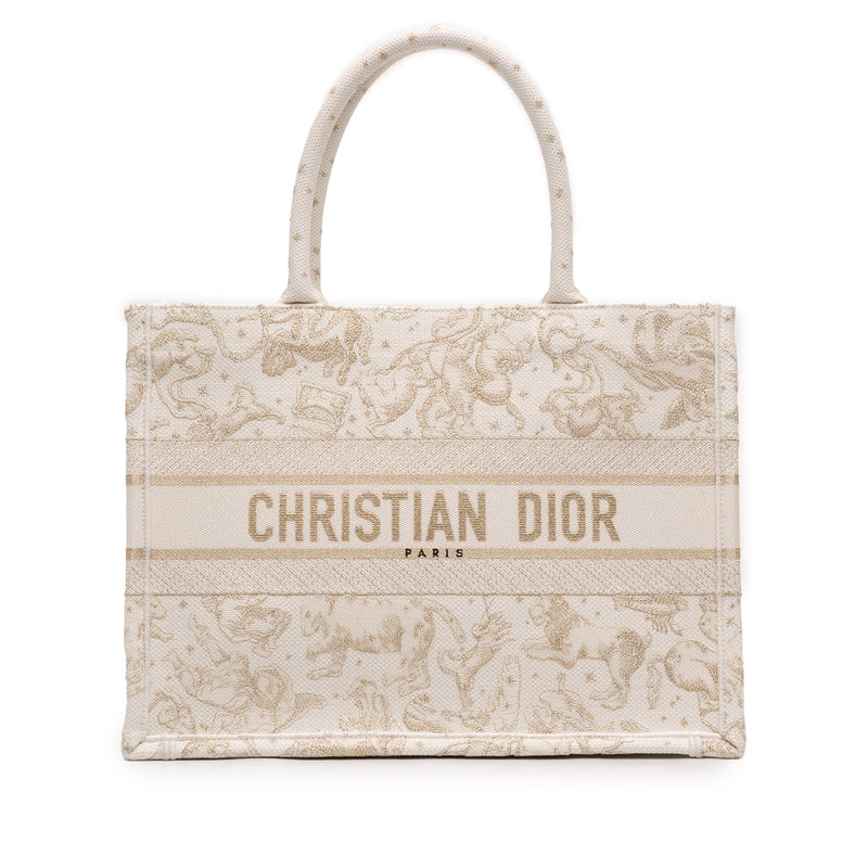 Medium Canvas Embroidered Zodiac Saint Barth Book Tote