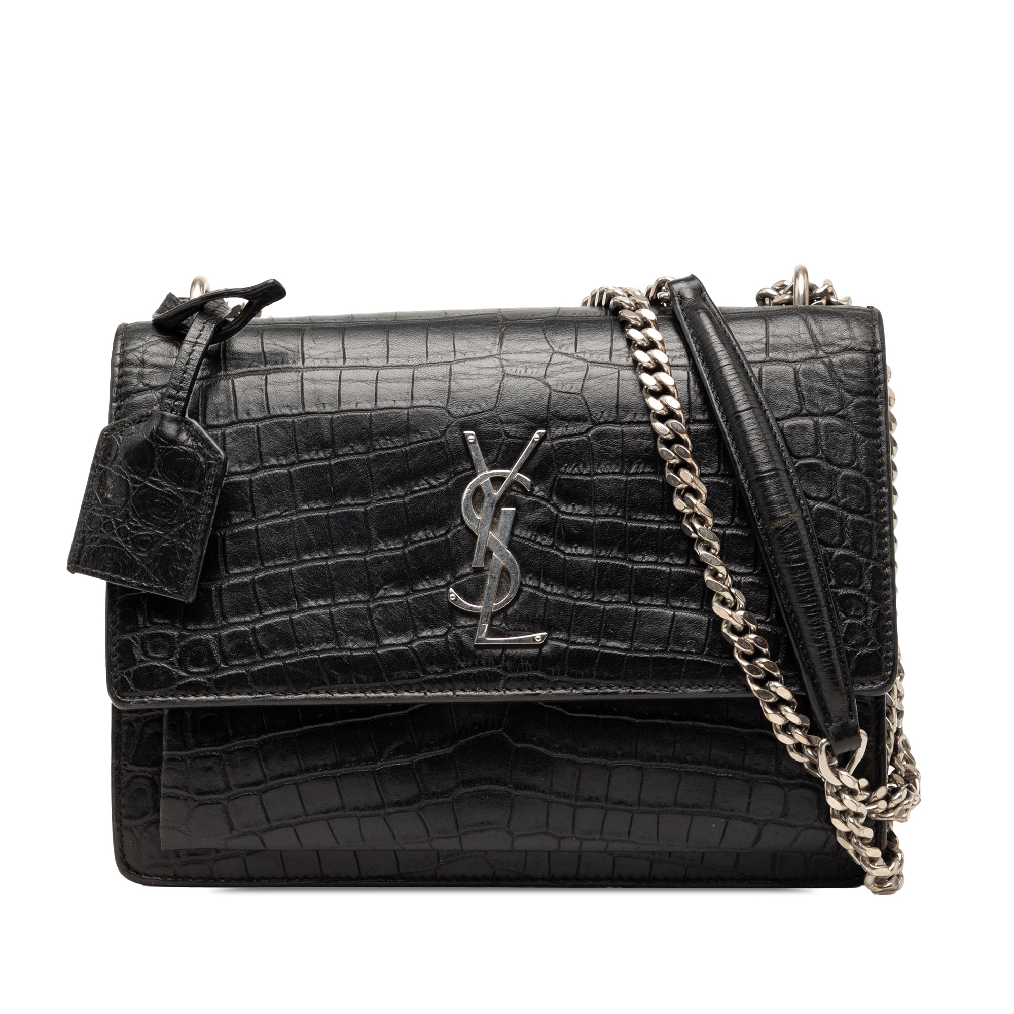 Medium Croc Embossed Leather Monogram Sunset Crossbody - Image 1