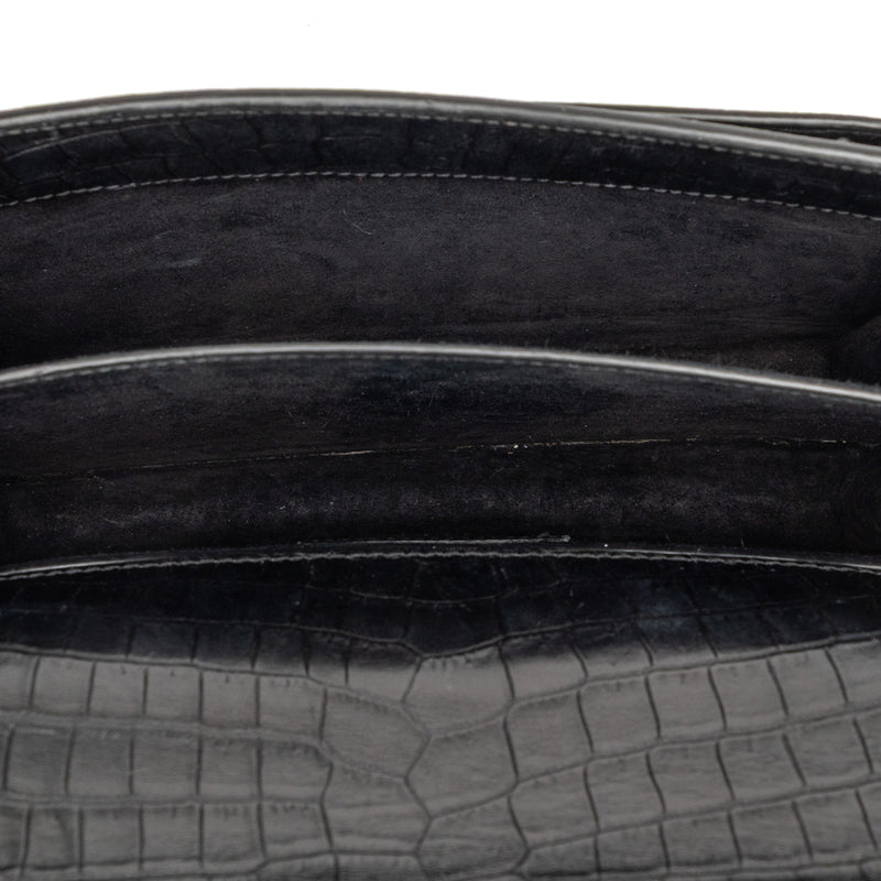 Medium Croc Embossed Leather Monogram Sunset Crossbody - Image 4