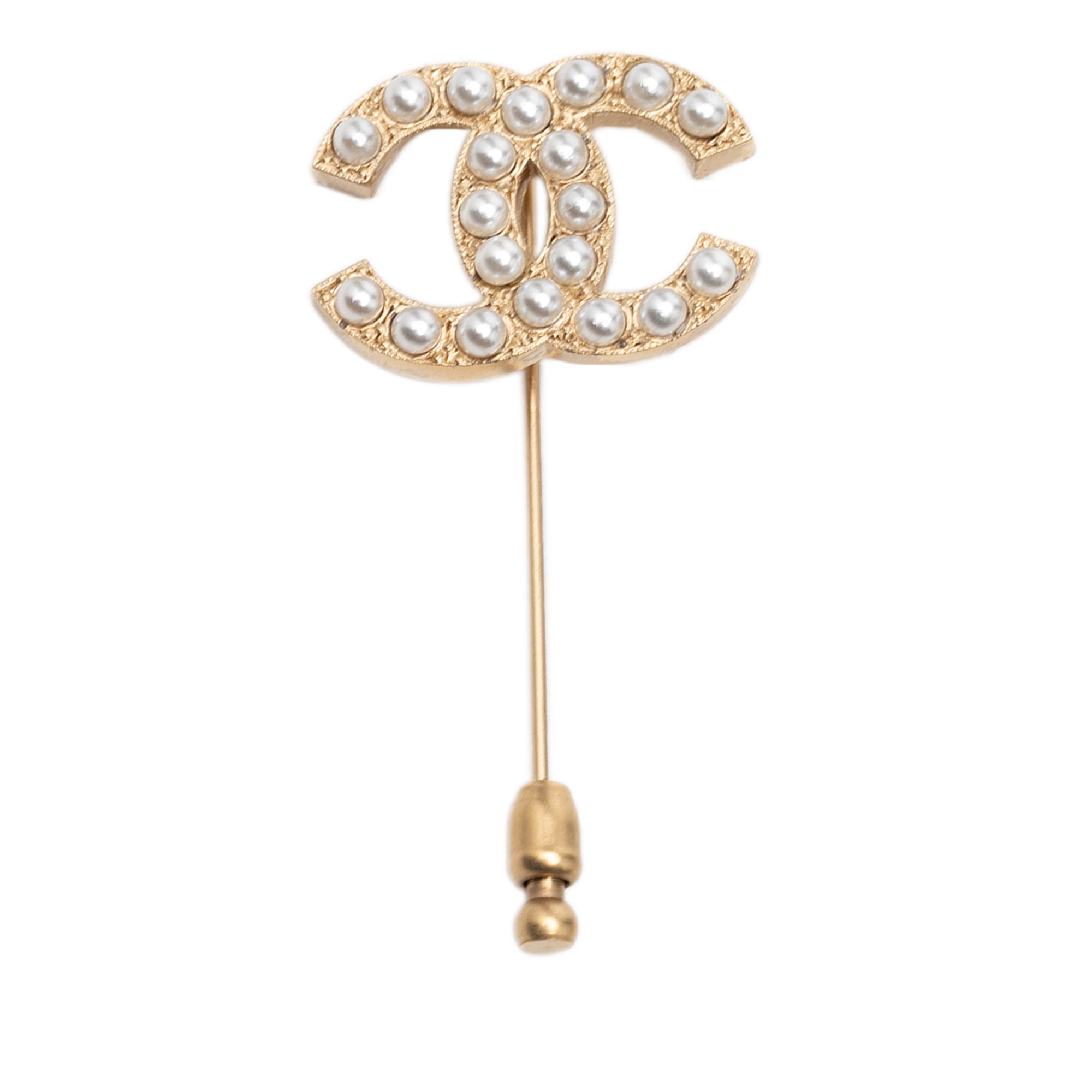CC Gold Plated Faux Pearl Pin Brooch - Image 1