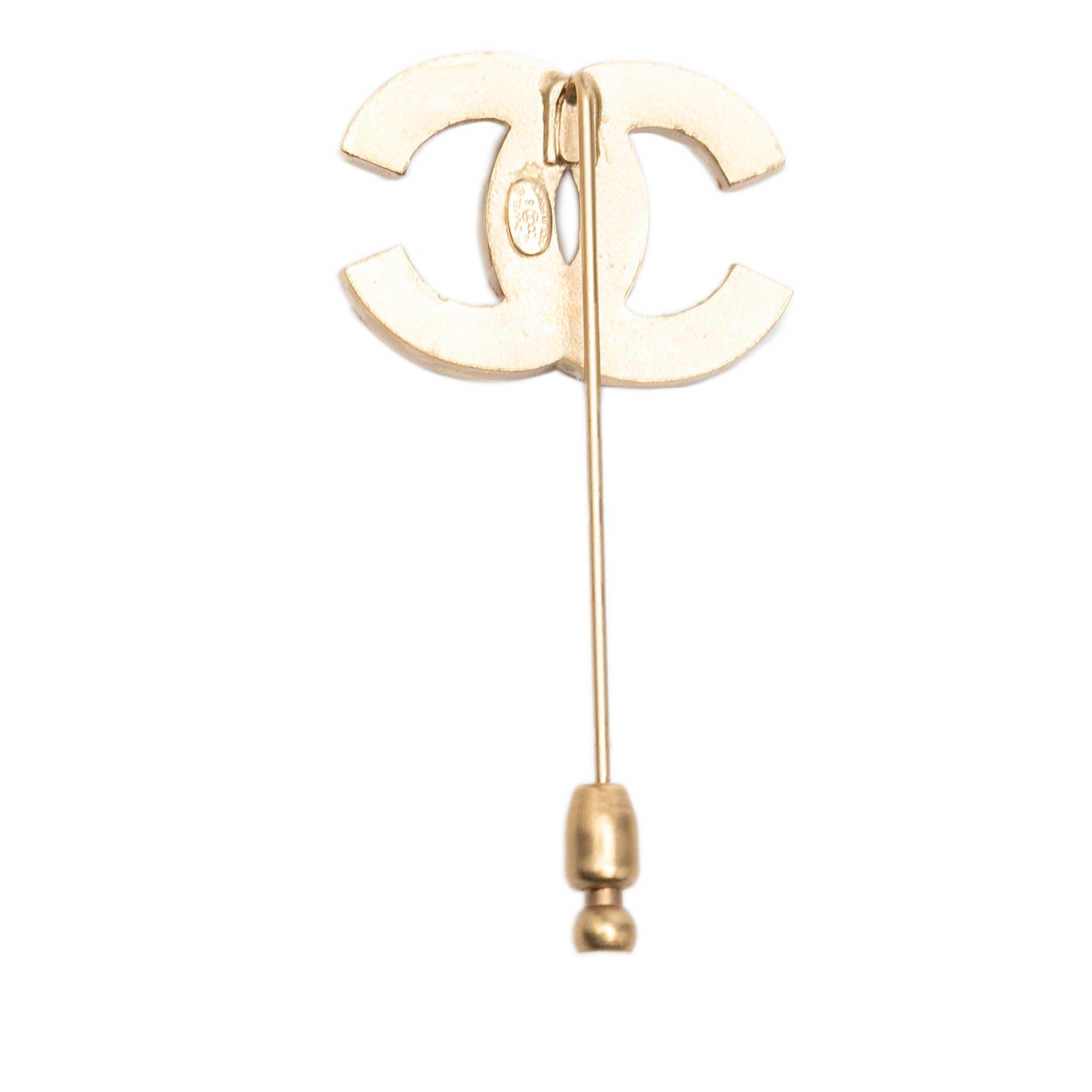 CC Gold Plated Faux Pearl Pin Brooch - Image 2