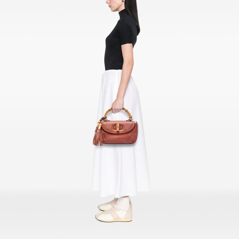 Medium Leather New Bamboo Satchel - Image 5