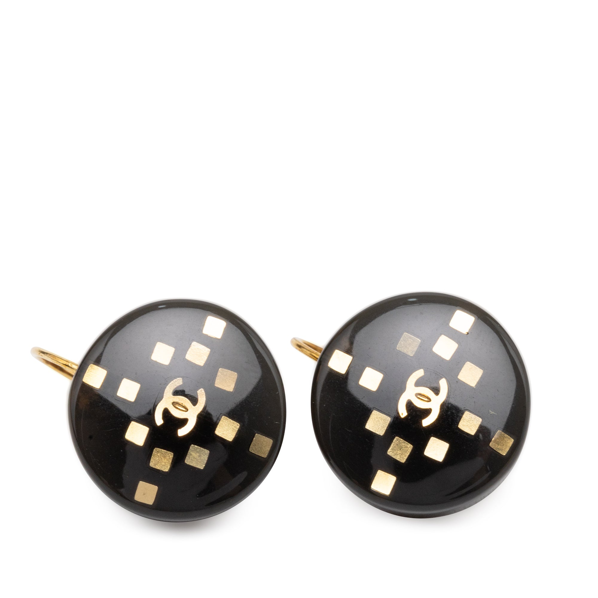 CC Resin and Gold Plated Round Lever Backs Earrings - Image 1