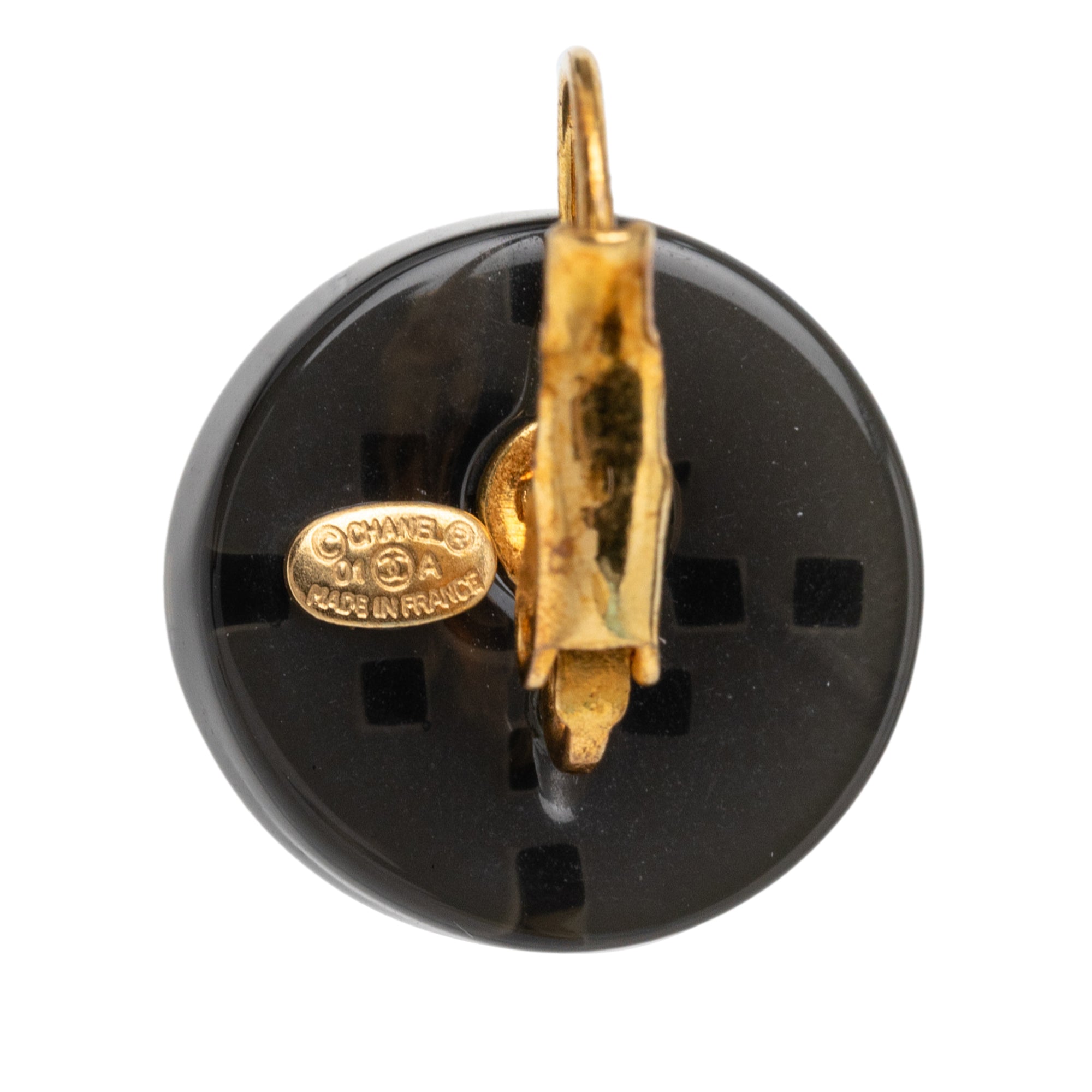 CC Resin and Gold Plated Round Lever Backs Earrings - Image 3
