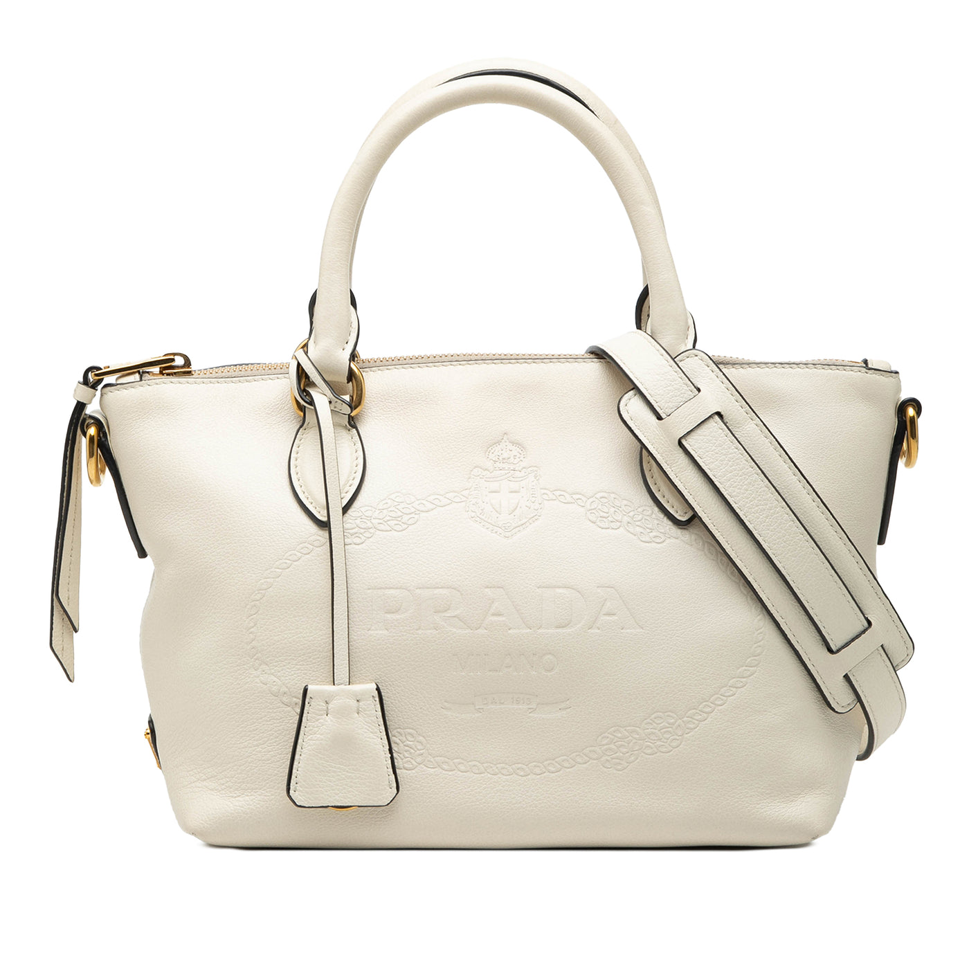 Small Embossed Glace Calf Logo Convertible Satchel - Image 1