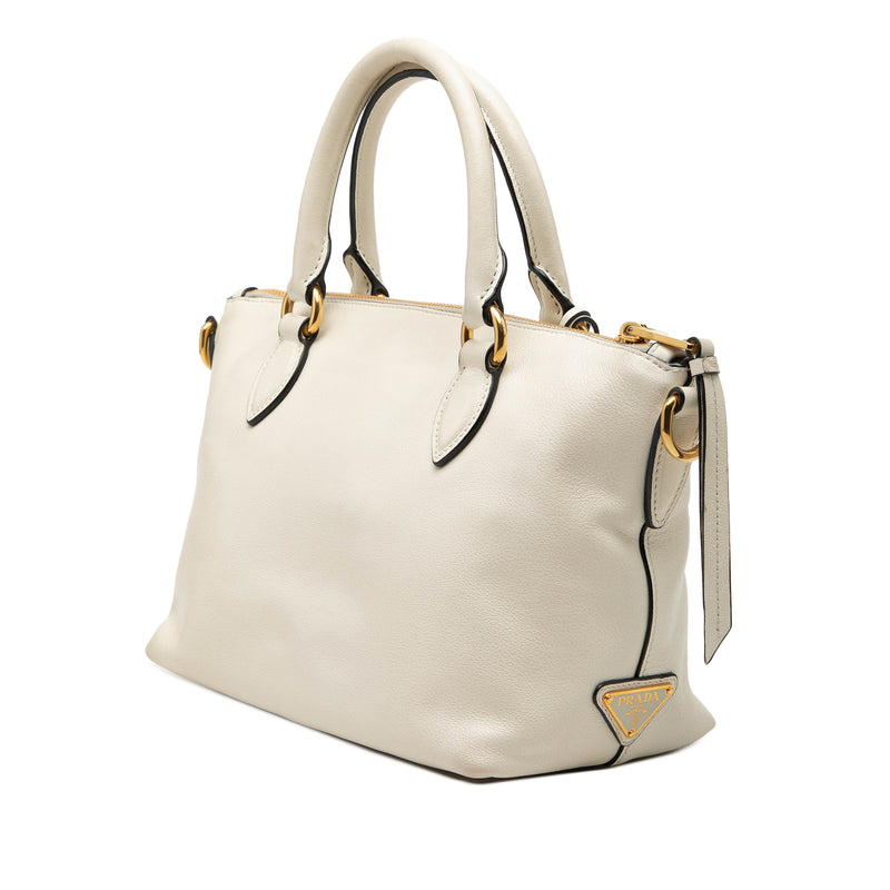 Small Embossed Glace Calf Logo Convertible Satchel - Image 2