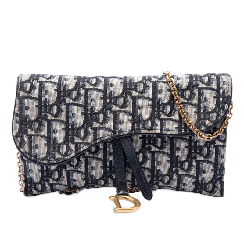 Oblique Canvas Saddle Wallet On Chain