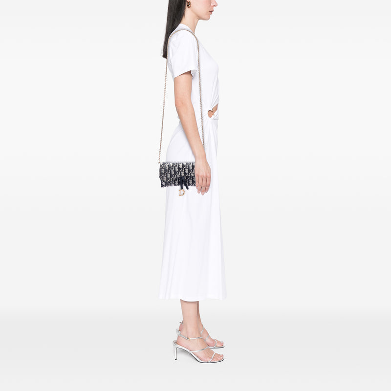 Oblique Canvas Saddle Wallet On Chain - Image 6