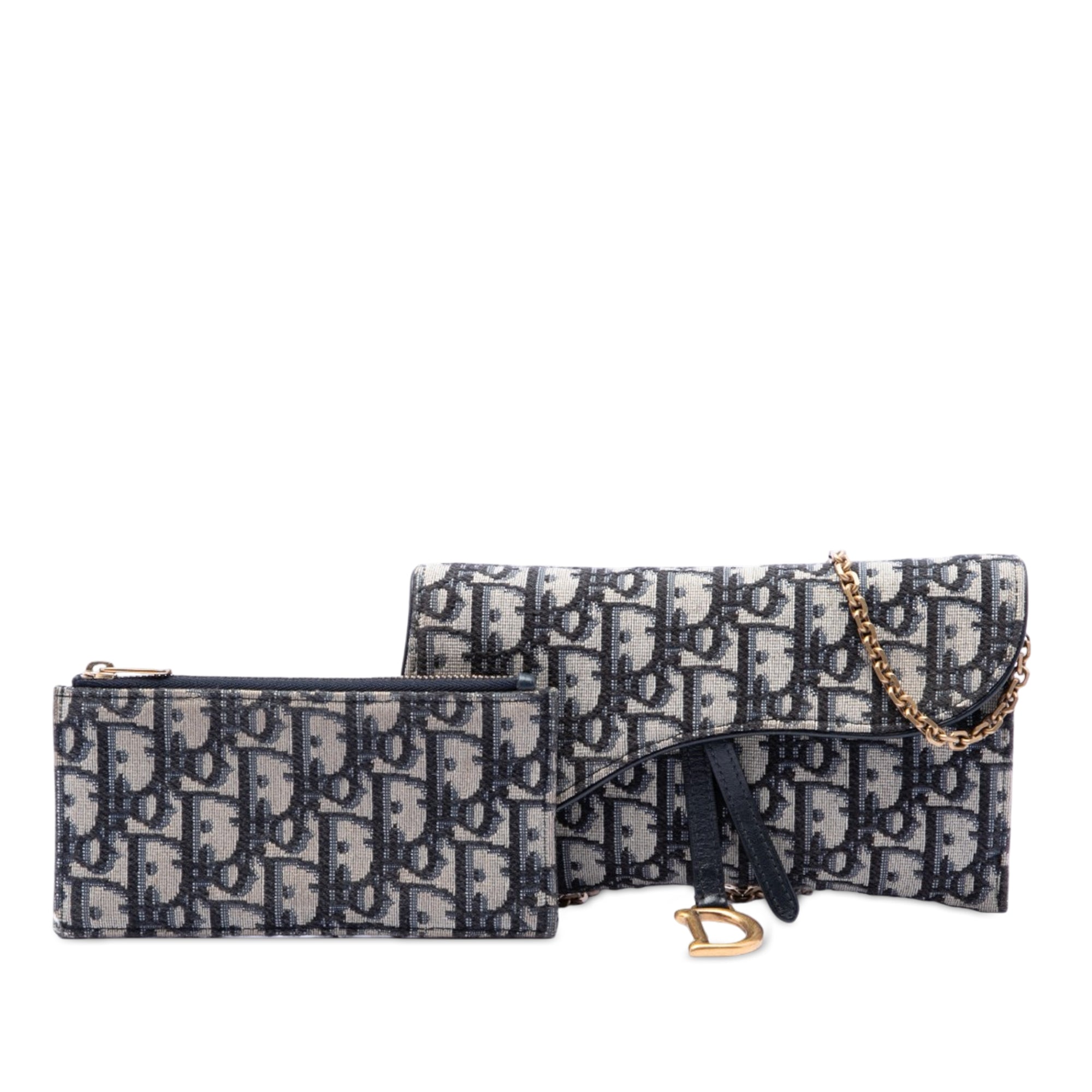 Oblique Canvas Saddle Wallet On Chain - Image 7