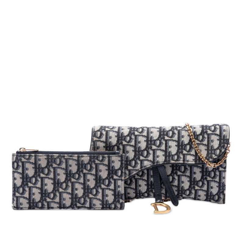 Oblique Canvas Saddle Wallet On Chain - Image 7