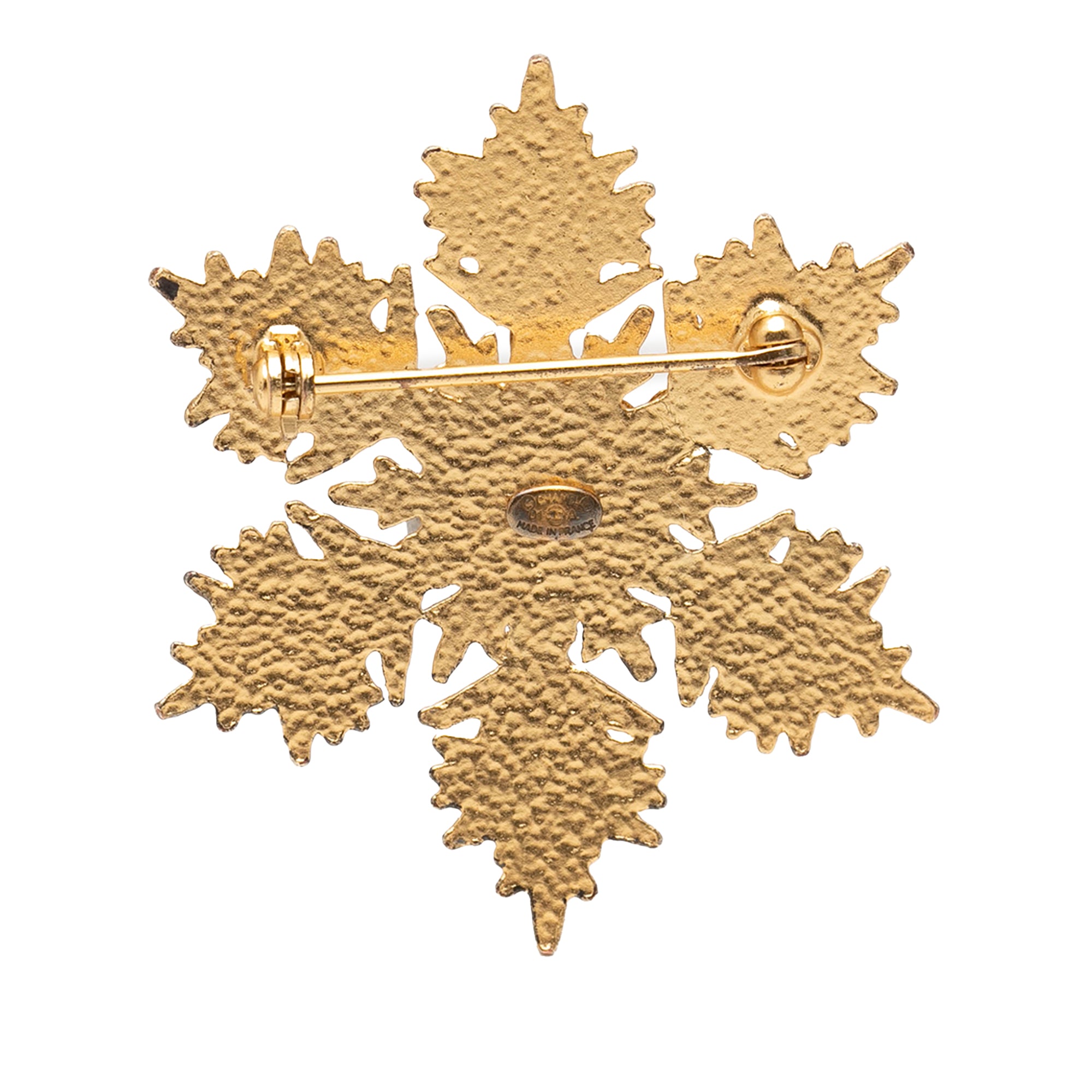 CC Gold Plated Crystal Snowflake Pin Brooch - Image 2