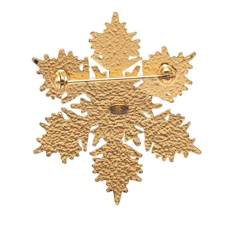CC Gold Plated Crystal Snowflake Pin Brooch - Image 2