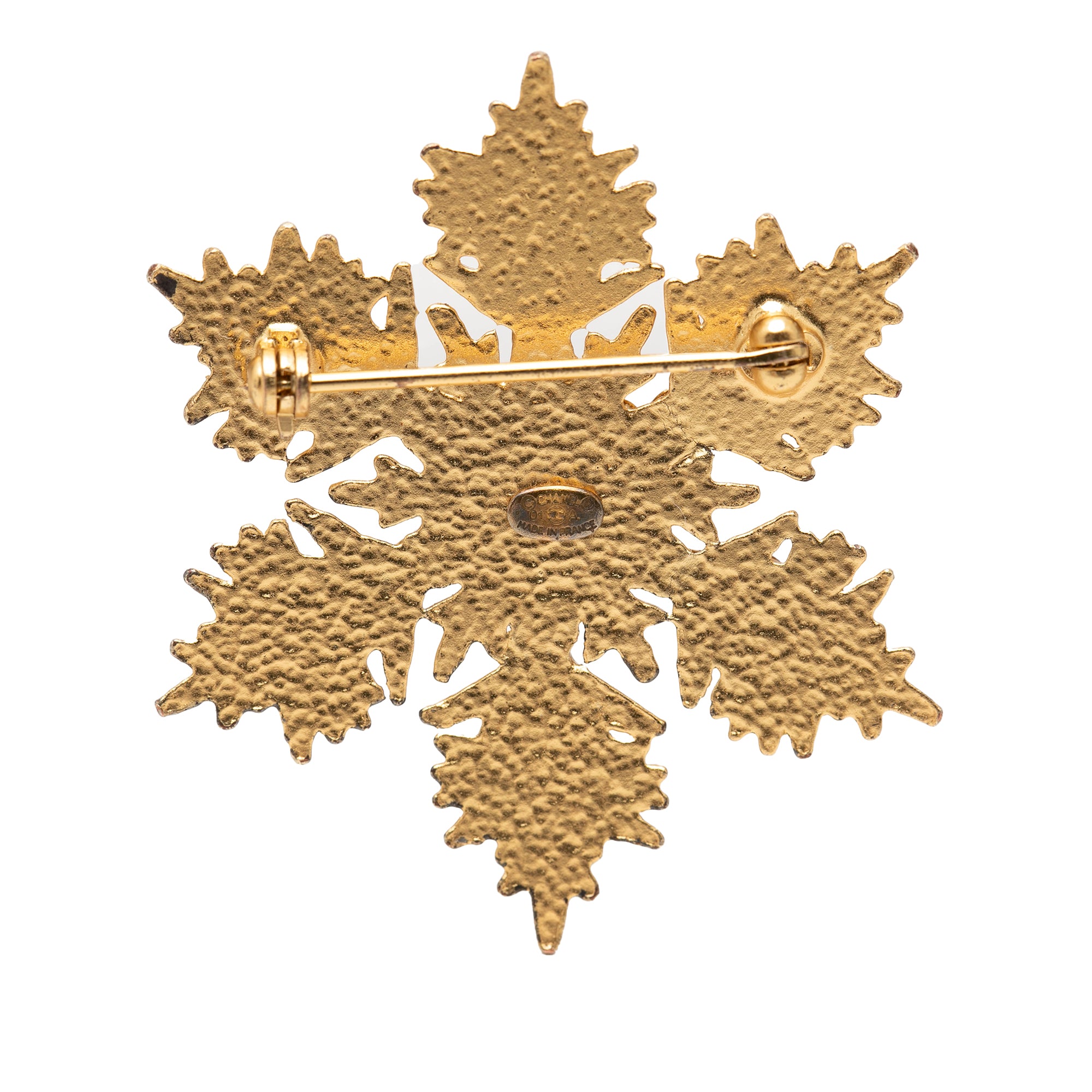 CC Gold Plated Crystal Snowflake Pin Brooch - Image 3
