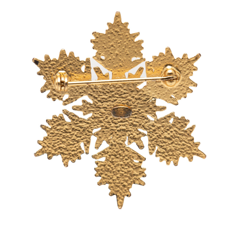 CC Gold Plated Crystal Snowflake Pin Brooch - Image 3