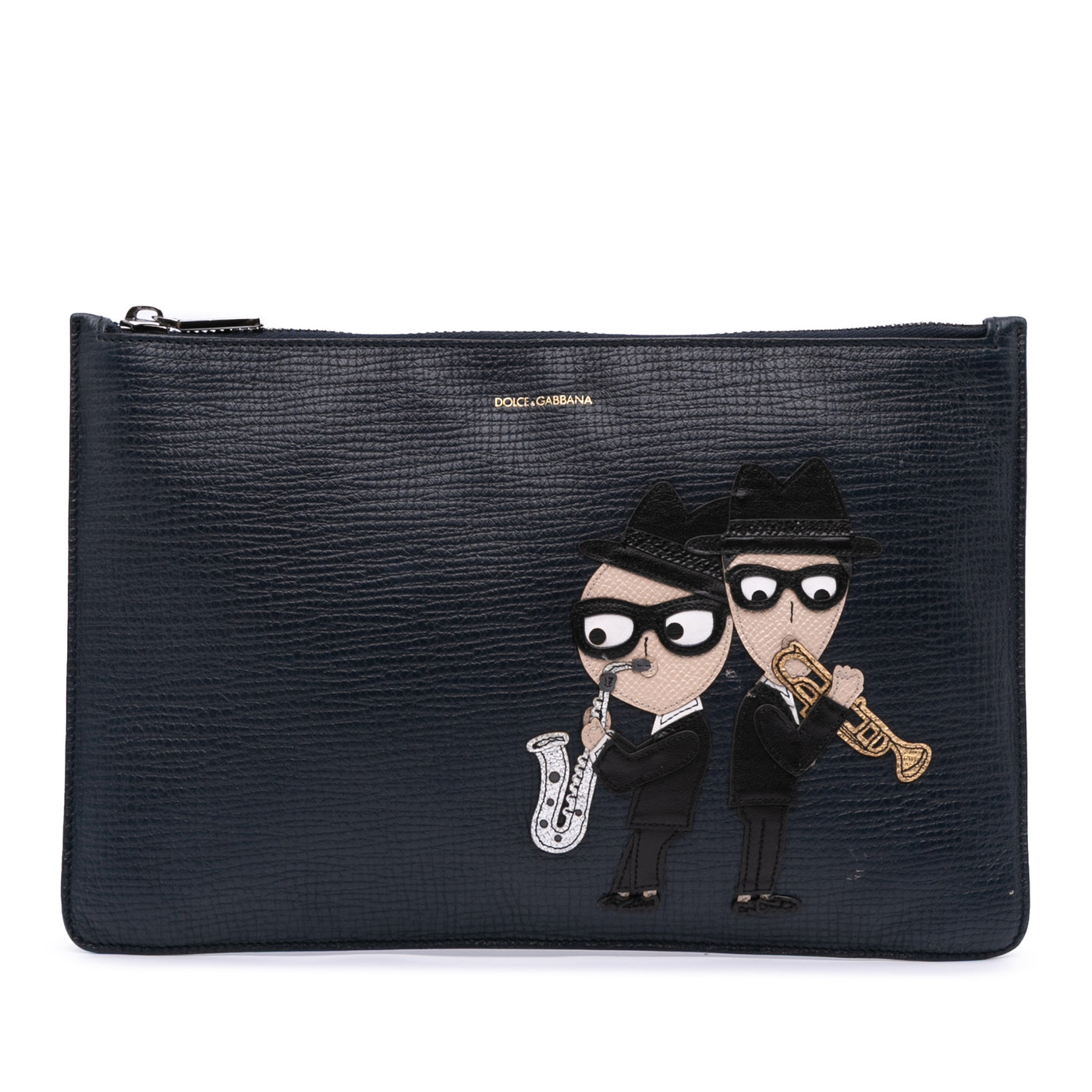 Leather DG Family Patch Zip Pouch - Image 1