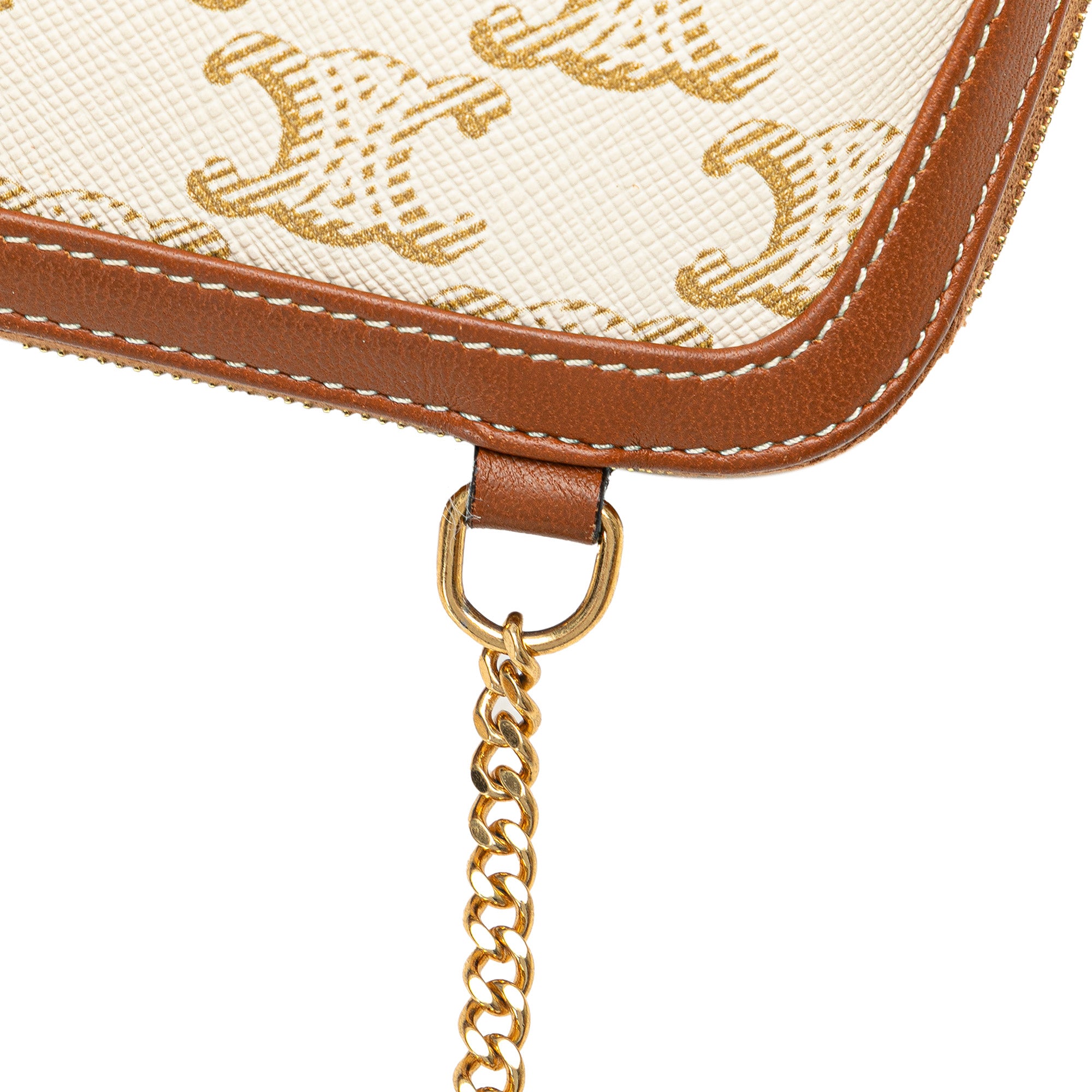 Triomphe Coated Canvas Clutch On Chain - Image 10