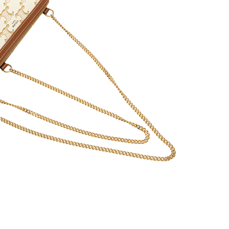 Triomphe Coated Canvas Clutch On Chain - Image 11