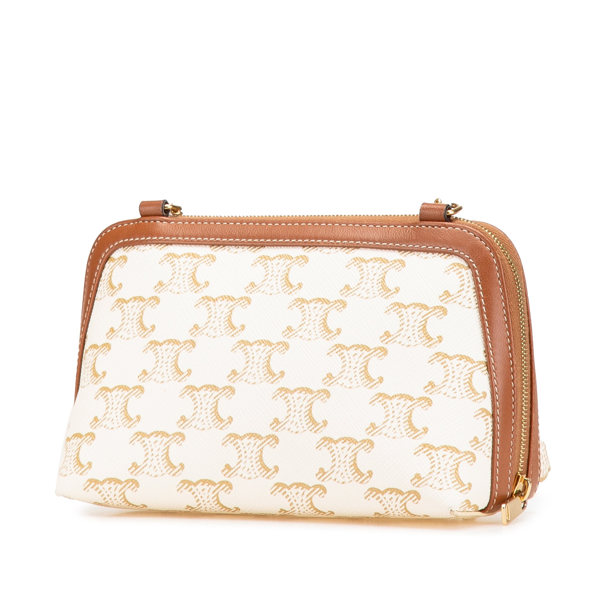 Triomphe Coated Canvas Clutch On Chain - Image 2