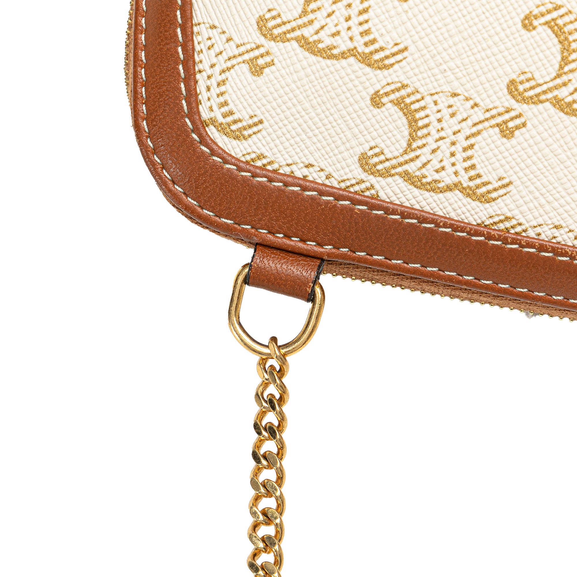 Triomphe Coated Canvas Clutch On Chain - Image 9