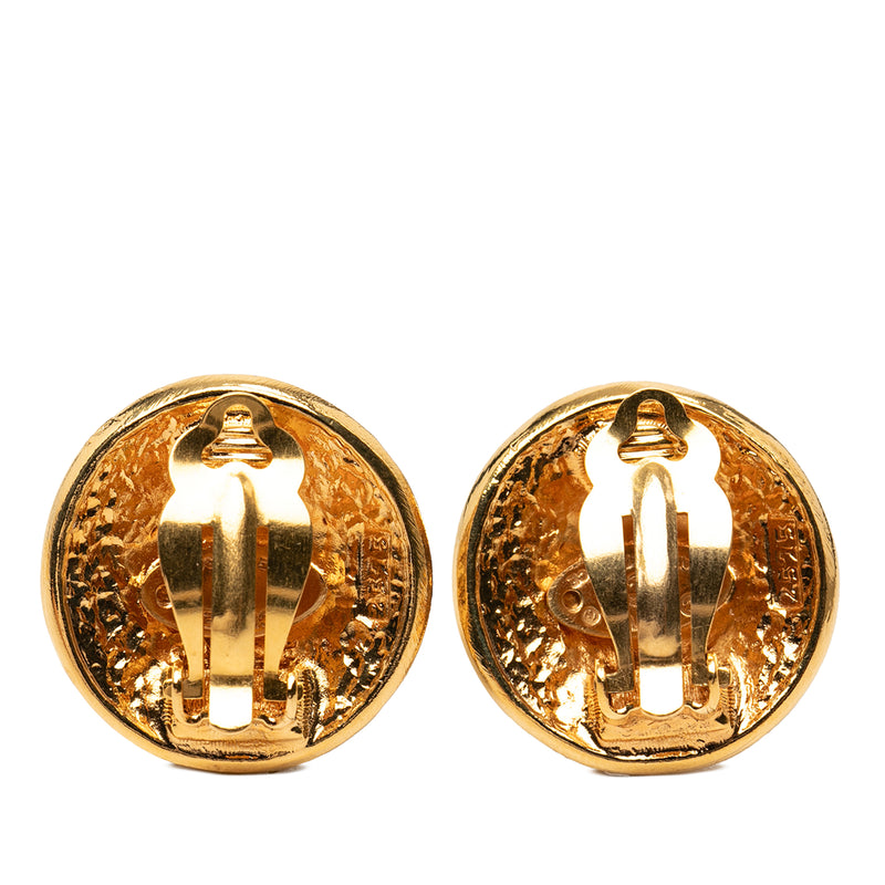 Gold Plated Logo Round Clip On Earrings - Image 2