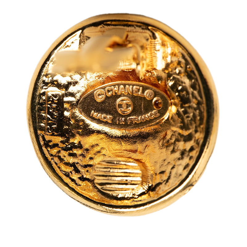 Gold Plated Logo Round Clip On Earrings - Image 3