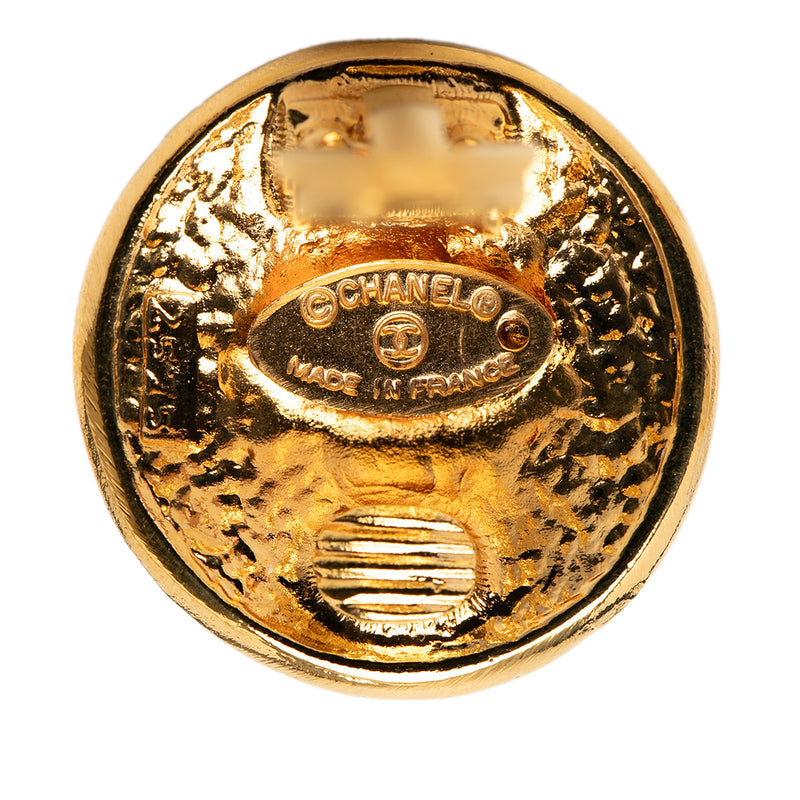 Gold Plated Logo Round Clip On Earrings - Image 4