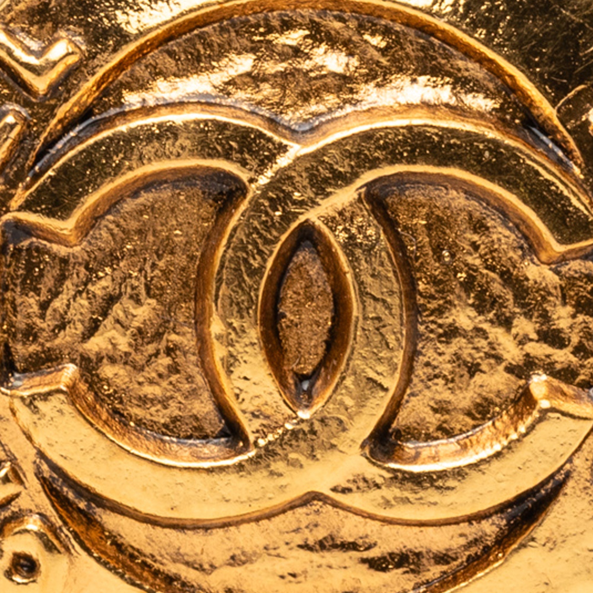 Gold Plated CC Round Clip On Earrings - Image 5